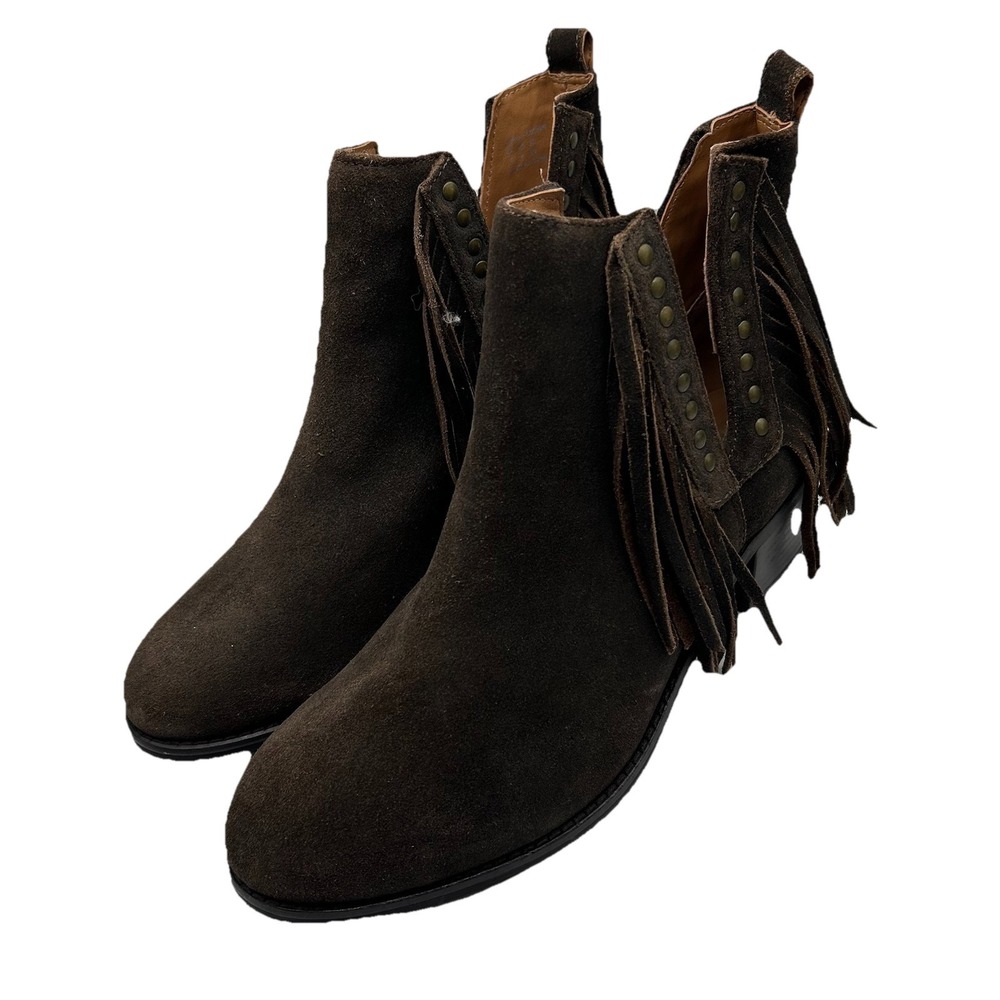 MYRA Bag Cyno BootsWomen's 9 Chocolate Brown Suede Fringe Boho Cowgirl Booties
